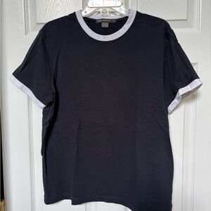 French Connection White and Blue Short Sleeve Tee